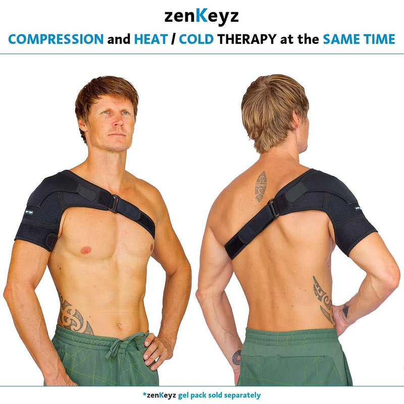 Shoulder Brace for Men Women - for Torn Rotator Cuff Support,Tendonitis, Dislocation, Bursitis, Neoprene Shoulder Compression Sleeve Wrap by ZENKEYZ (Black, XS) X-Small/Small (Pack of 1) Black - NewNest Australia