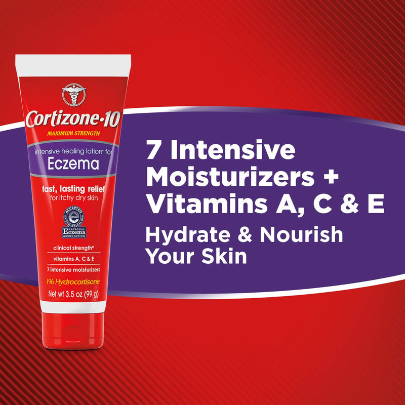 Cortizone 10 Intensive Healing Lotion for Eczema 3.5 oz., Maximum Strength 1% Hydrocortisone With Vitamins A, C & E - NewNest Australia