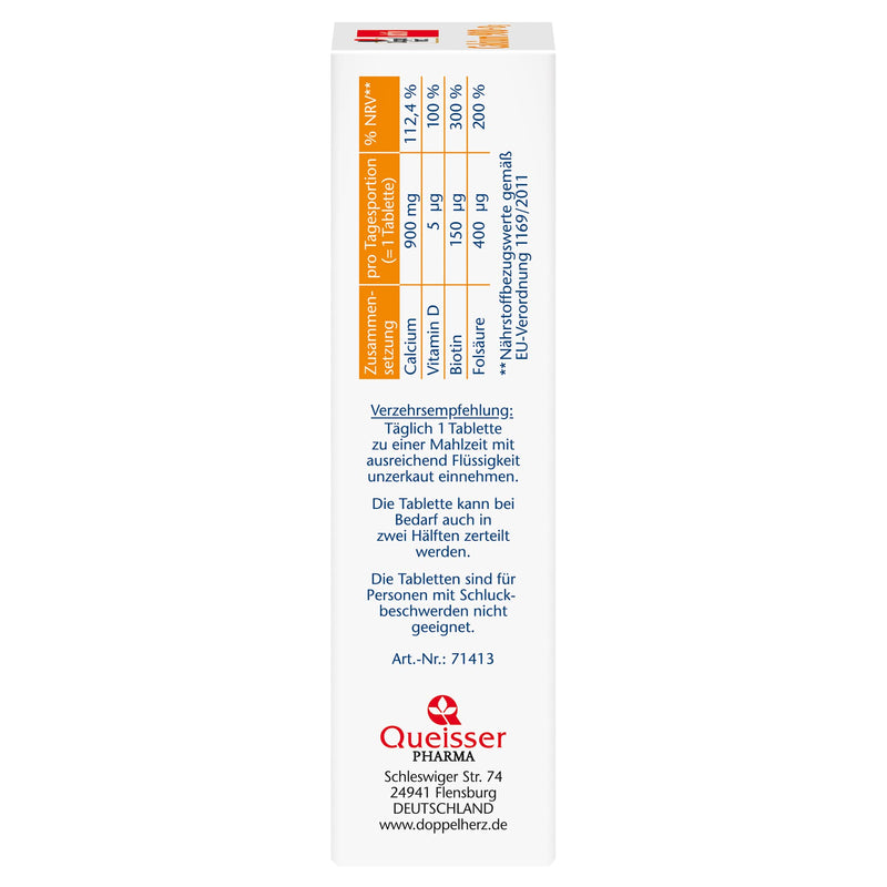 Doppelherz Calcium 900 + D3 + Biotin - Calcium contributes to normal bone maintenance and normal muscle function - 30 tablets - NewNest Australia