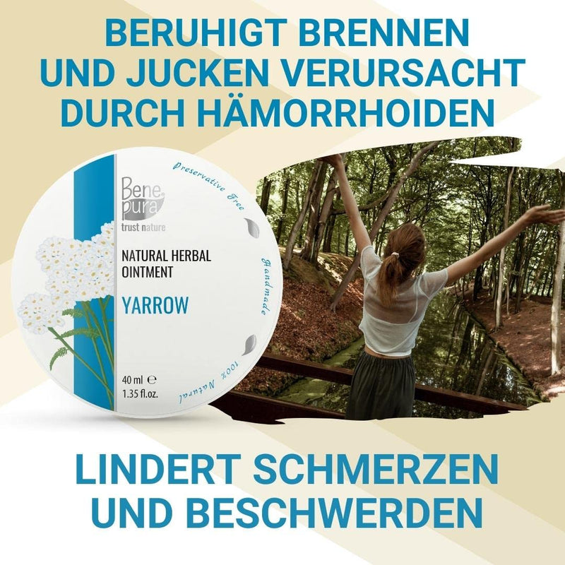 Benepura Hemorrhoid Ointment Decongestant - Natural Ointment Against Hemorrhoids - White Yarrow Hemorrhoid Ointment Relieves Itching - Ointment Against Fissure - 40 Ml - NewNest Australia
