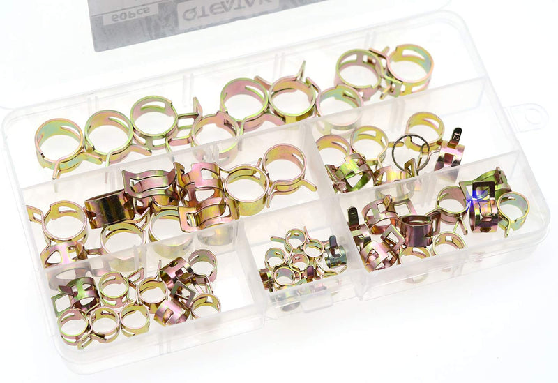 QTEATAK 60 Pcs Fuel Silicone Vacuum Hose Spring Band Type Action Pipe Clamp Low Pressure Air Clip Clamp SIZE: 6mm 9mm 10mm 12mm 14mm 15mm - NewNest Australia