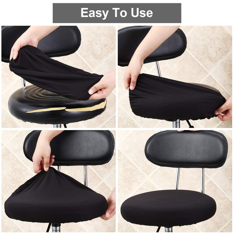 NewNest Australia - Tatuo 4 Pieces Round Bar Stool Covers Washable Stool Cushion Slipcover Elastic Bar Chair Covers for 14-17 Inch Chair (Black) Black 