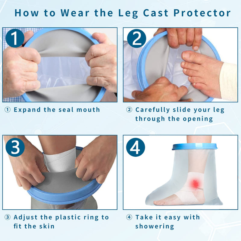 SUPERNIGHT Waterproof Foot Cast Cover for Shower& Bath, Reusable Sealed Watertight Foot Protector, Wound Cast Bag Protector for Foot&Ankle, Cast Bag Bandage Protector, Cast Cover for Showing Foot Adult Foot/Ankle - NewNest Australia