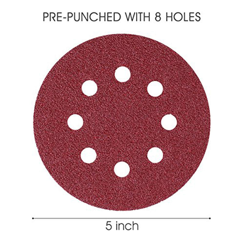 5-Inch 8-Hole Hook and Loop Sanding Discs 70PCS, 40/80/120/240/320/600/800 Assorted Grits Sandpaper - Pack of 70 - NewNest Australia