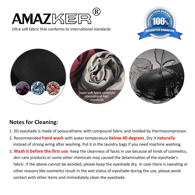 Sleep Mask AMAZKER Invisible Alar Deep Orbit 3D Eye Mask Ultra Lightweight & Comfortable Sleeping Mask 3 Pack Eye Sleep Mask for Travel, Nap, Shift Works (2-Piece, Blue&Black) 2 Count (Pack of 1) - NewNest Australia