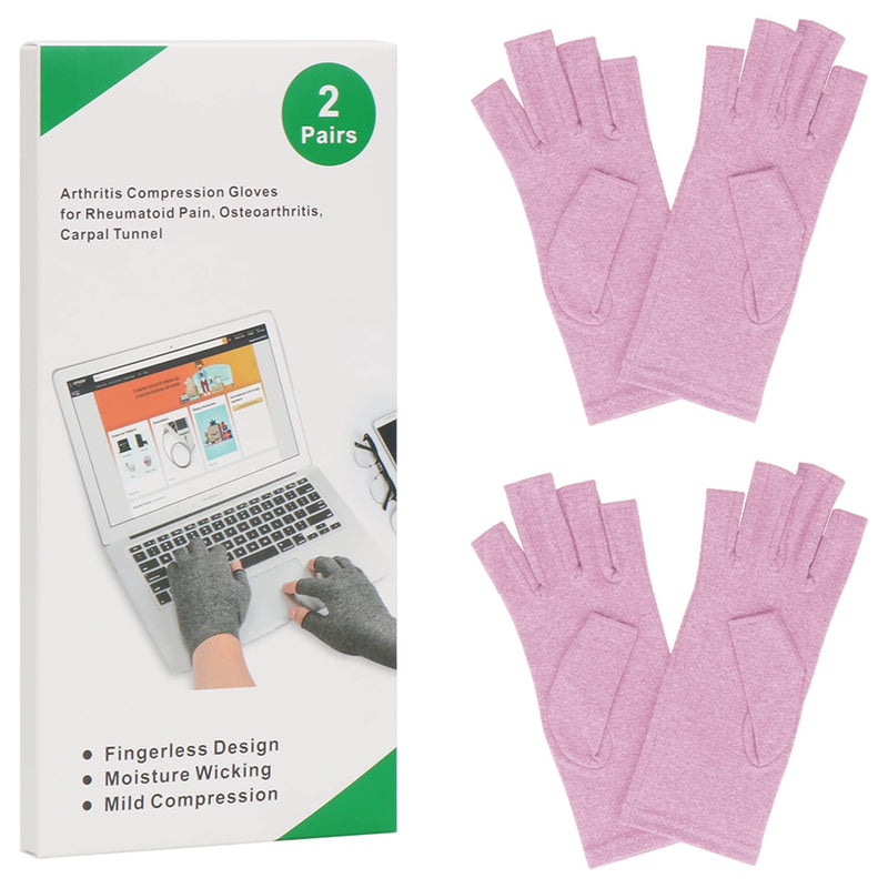 2-Pair Arthritis Compression Gloves for Alleviate Rheumatoid Osteoarthritis, Carpal Tunnel Raynauds Disease, Ease Muscle Tensi on Fingerless, Breathable & Moisture, Women and Men (Purple, Medium) Purple - NewNest Australia