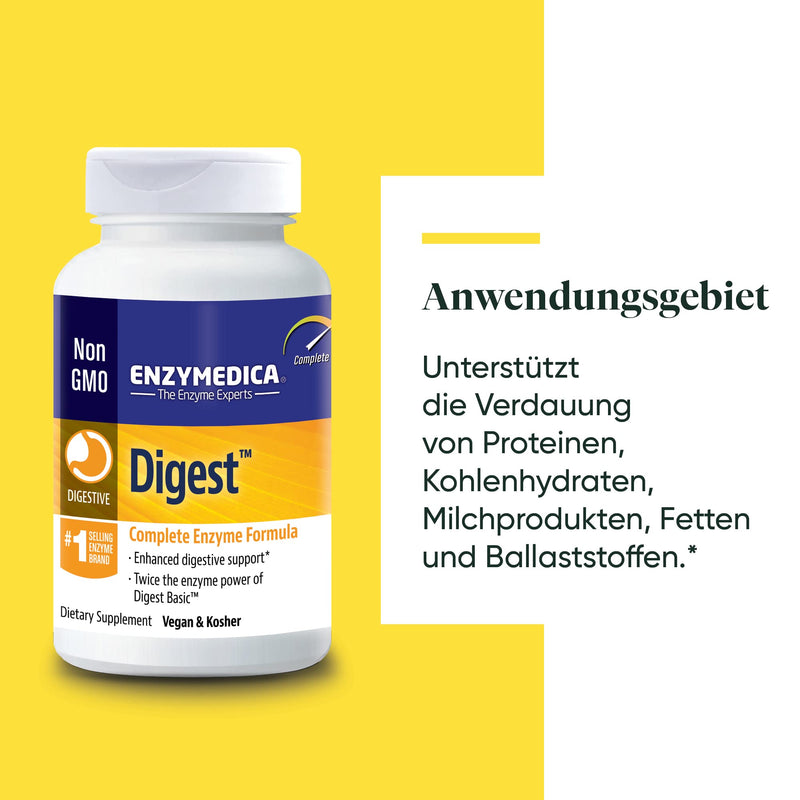 Enzymedica - Digest Fast Acting Enzyme Formula Reduces Gases And Bloating, Improves Nutrient Absorption And Energy, Gluten Free, Dairy Free, Vegetarian, 90 Capsules - NewNest Australia