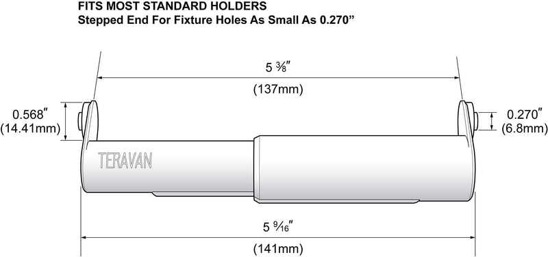 Teravan Extender for Extra Large Toilet Paper, Converts TP Holders to Fit Double Rolls and Triple Rolls, Extended Tabs Fit Most TP Fixtures, Easy to Use, Silver / Chrome, 1 Unit - NewNest Australia