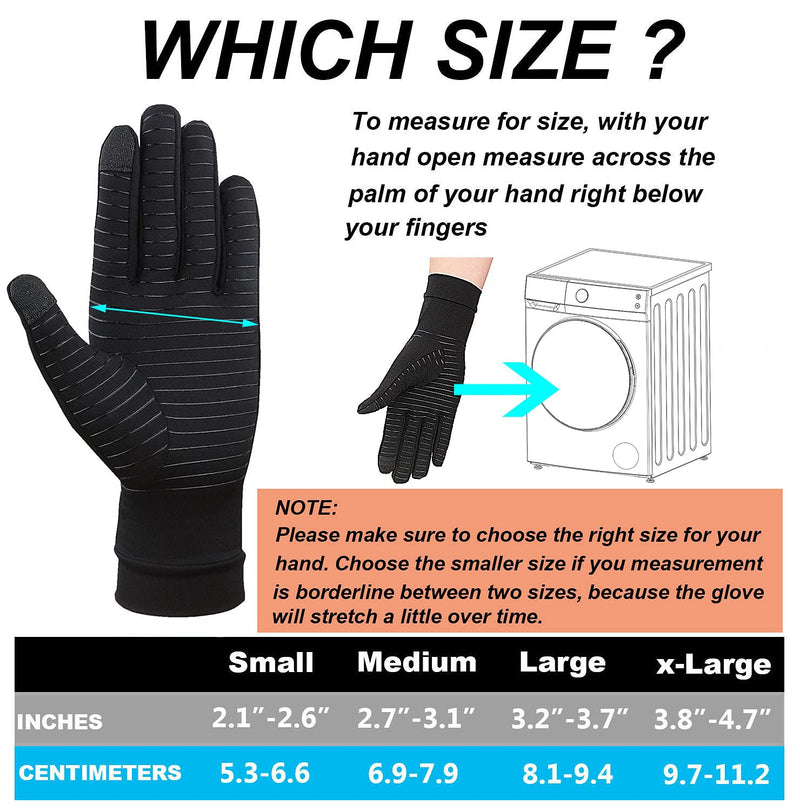 2-Pairs Pack Copper Full Finger Compression Gloves, Copper Arthritis Gloves for Women & Men Relieve Pain from Arthritis Pain, Swelling and Rheumatoid, and Everyday Hands Support (Small (Pack of 2)) Small (Pack of 2) - NewNest Australia