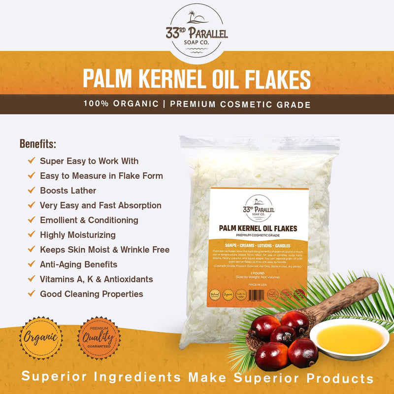 Palm Kernel Oil Flakes | Organic Premium Cosmetic Grade Palm Kernel Oil Flakes for Soap Making, Creams, Lotions & Candle Making | Sizes 1 to 5 LBS | (1 Pound) 1 POUND - NewNest Australia