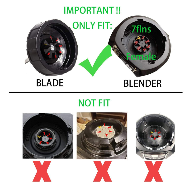 7 Fin Gears Replacement Blender Blade Fit Ninja BN751 BN801 BL450-30 BL456-30 BL454-30 Auto iQ Pro BL685 BL482-30 BL491 BL682-30 BL642 32oz 24oz 18oz Foodi ss351 ss401 Cup Nutri Blender Parts - NewNest Australia
