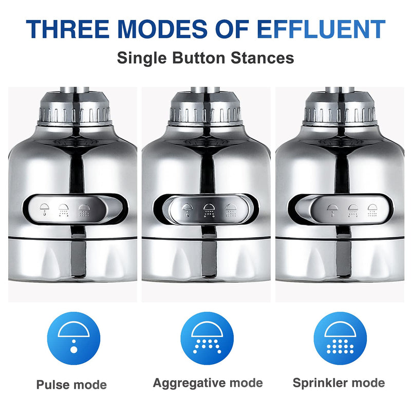 2Pcs 3 Mode Adjustable Faucet Sprayer Attachment 360 Degree Rotating Faucet Aerator Kitchen Sink Tap Head Water Saving Extend Nozzle Chrome Plated Silver Tone - NewNest Australia
