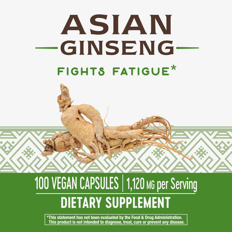 Nature's Way Premium Herbal Asian Ginseng 1120 mg per serving Capsules, 100 Count 100 Count (Pack of 1) - NewNest Australia