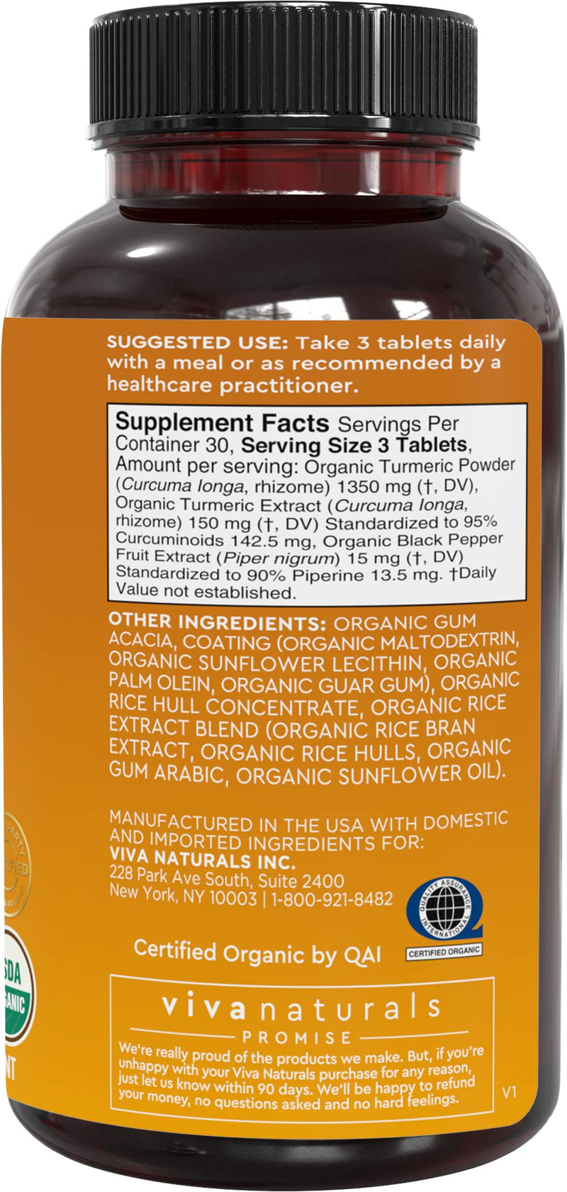 Organic Turmeric Curcumin Supplement 1,500mg (90 Tablets) | with Black Pepper for Superior Absorption, High Potency Standardized to 95% Curcuminoids, Natural Joint Support - NewNest Australia