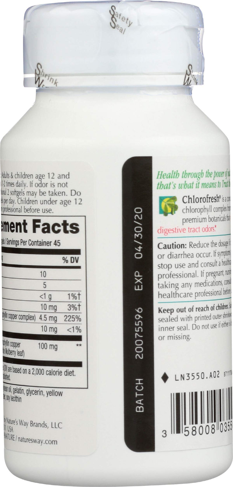 Nature's Way Chlorofresh; Internal Deodorant*; chlorophyll concentrate; 90 softgels - NewNest Australia