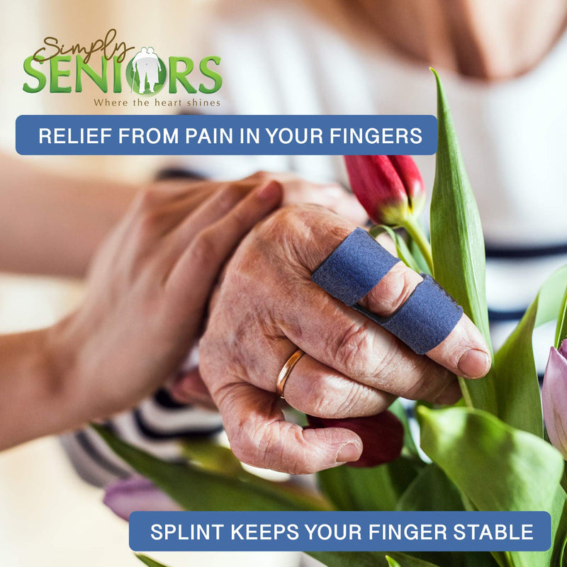 Simply SENIORS Finger Splint - 4 Pieces - Set of 2 Finger Splints + 2 Nylon Finger Sleeves for Trigger Finger & Arthritis Relief - Finger Brace for Straightening or Support for Broken Fingers - NewNest Australia
