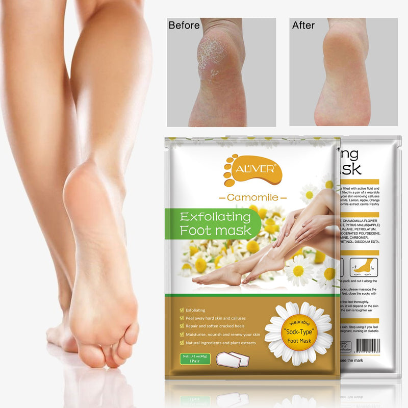 2 Pairs Exfoliant Foot Peel Mask for Soft Feet in 3-7 Days, Exfoliating Booties for Peeling Off Calluses & Dead Skin, Baby Your feet, for Men & Women (Chamomile) - NewNest Australia