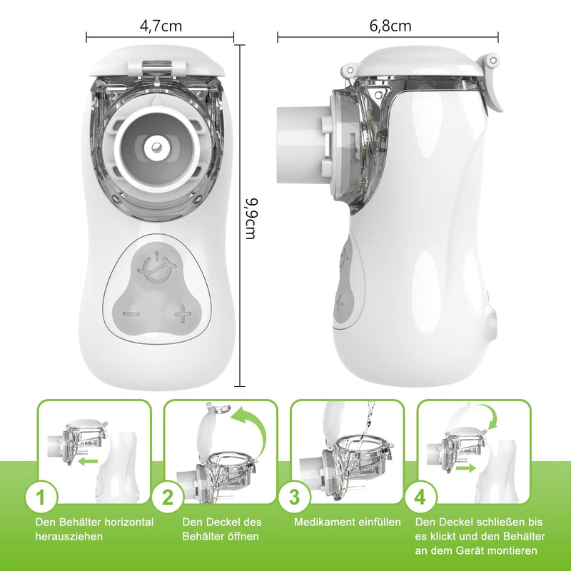 Feellife Inhaler For Kids & Adults - Quiet Inhaler For Babies - Portable, Lightweight & Effective For Respiratory Diseases - Adjustable Spray Mist, 2 Atomiser Membrane Included (White) - NewNest Australia