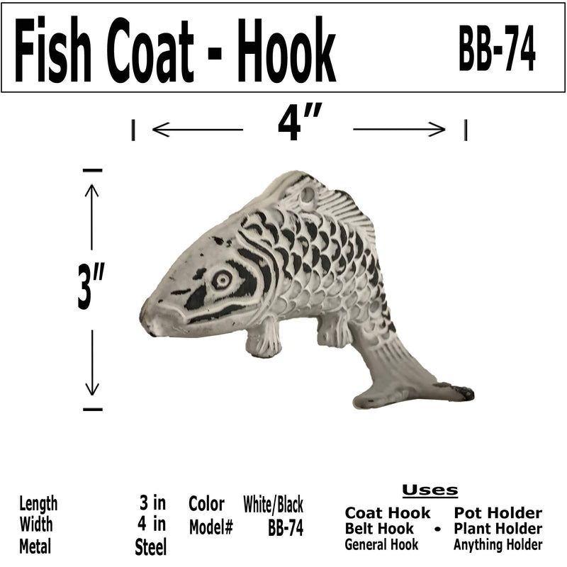 NewNest Australia - (2) 4" - Fish - BB-74 - Coat Hook - For coat, bag, hand towel etc - Distressed Finish For interior & Exterior Designing 2 