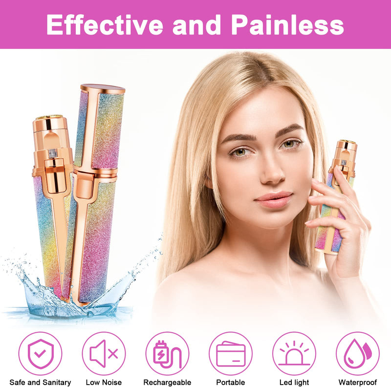 ACWOO Facial Hair Remover for Women, 2 in 1 USB Electric Eyebrow Shaver, Painless Eyebrow Trimmer Women with Eyebrow Knife for Body Lips Chin, Built-in LED Light - NewNest Australia