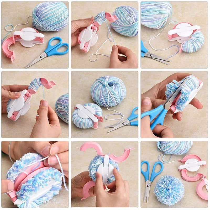 Pom Pom Maker, 7PCS Pompom Maker Tool Set for Fluff Ball Weave DIY Wool Yarn Knitting Craft Project for Kids and Adult 5 - NewNest Australia