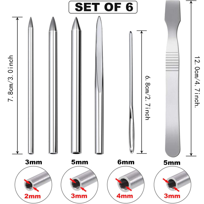 6 Pieces Paracord Stitching Set Paracord FID Lacing Stitching Needles Paracord Smoothing Tool, 6 Sizes and Silvery - NewNest Australia