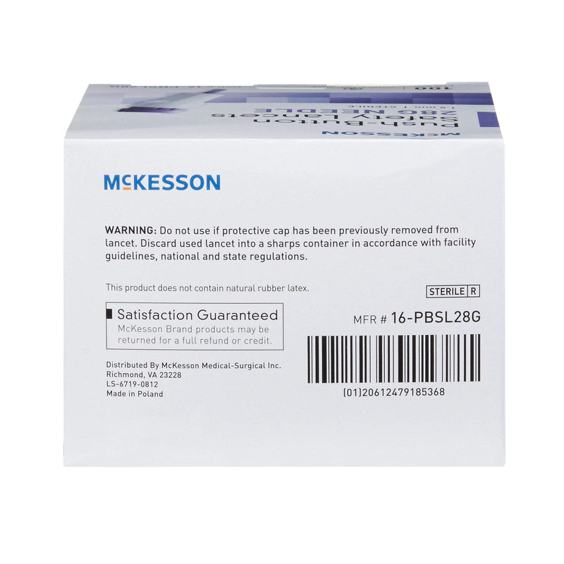 McKesson Safety Lancets, Sterile, Push-Button, 28 Gauge Needle, 1.5 mm, 100 Count, 1 Pack 100 Count (Pack of 1) - NewNest Australia