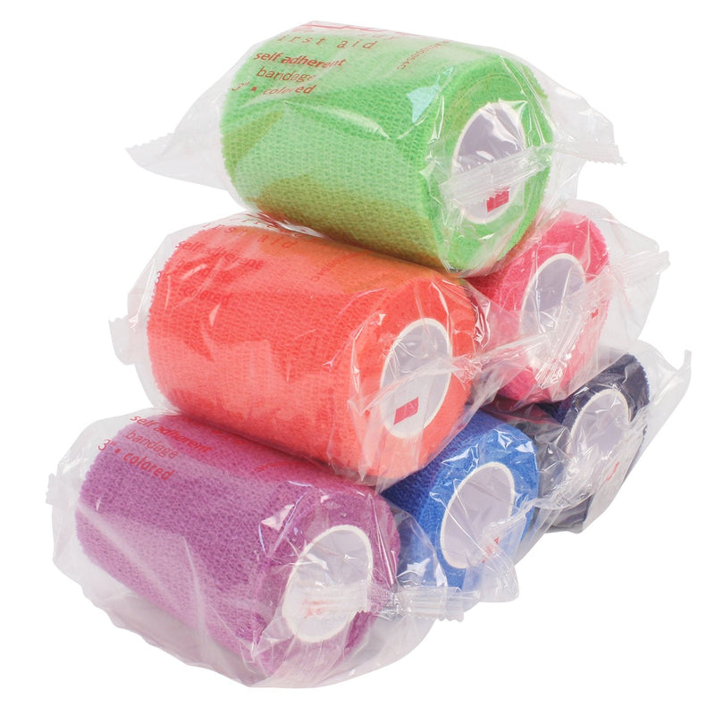 Ever Ready First Aid Self Adherent Cohesive Bandages 3" x 5 Yards - 6 Count, Rainbow Colors 6 Count (Pack of 1) - NewNest Australia