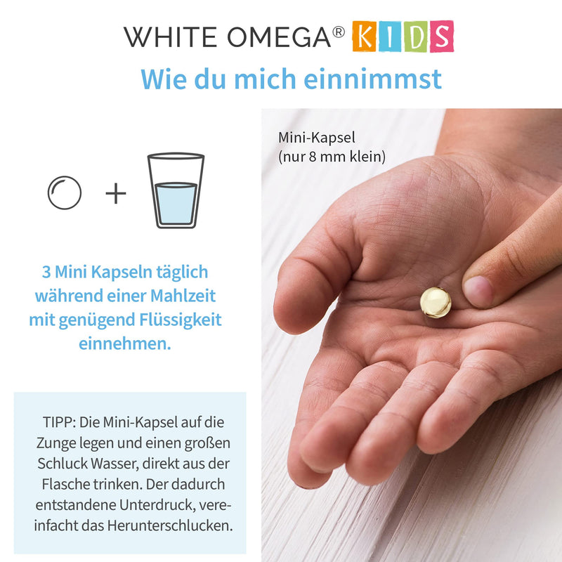 Omega-3 capsules for children - comparison winner 2023 - 90 mini capsules - sugar-free - 518 mg tasteless fish oil - NewNest Australia