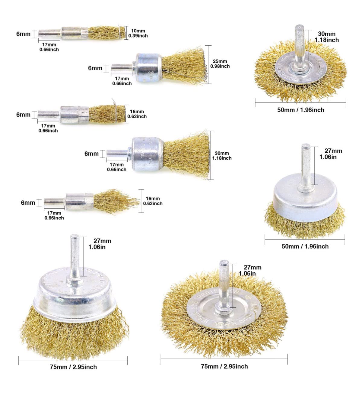 Wire Brush Wheel Cup Brush Set, 9 Pieces Wire Brush for Drill 1/4