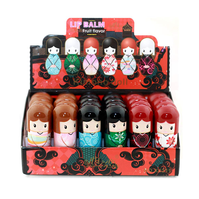 Lip Balm Doll Shaped 24 Lips Balms x 2.5 Grams, 6 Different Case Designs Display Box Wholesale Price (1 Box) 24 Lip Balms (1 Box) - NewNest Australia