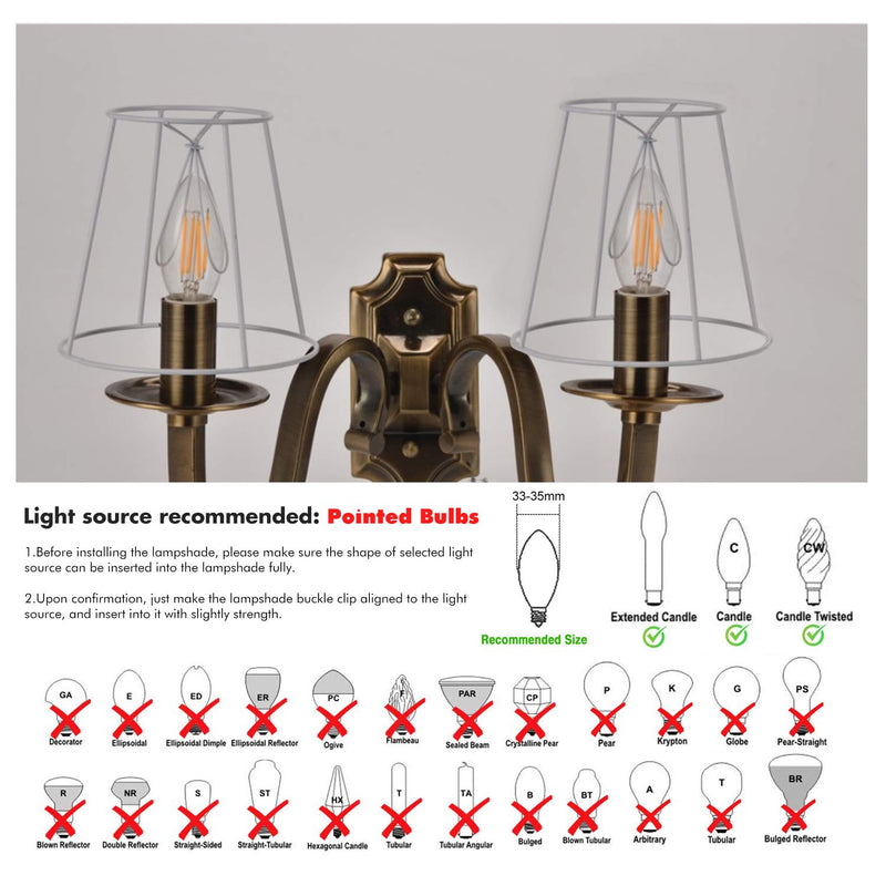 Fuloon Modern European Style Clip On Droplight Wall Lamp Candle Chandelier Lamp Shade 2 pcs Set 2PACK Coffee - NewNest Australia