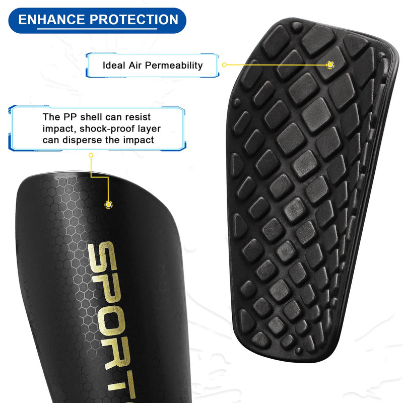 Shin Guards Soccer Youth, Shin Guards Kids with Upgraded Non-Slip Pockets Sleeves, Breathable Child Calf Cushioning Protective Gear for 3-15 Years Old Boys Girls Kids Teenagers black Large - NewNest Australia