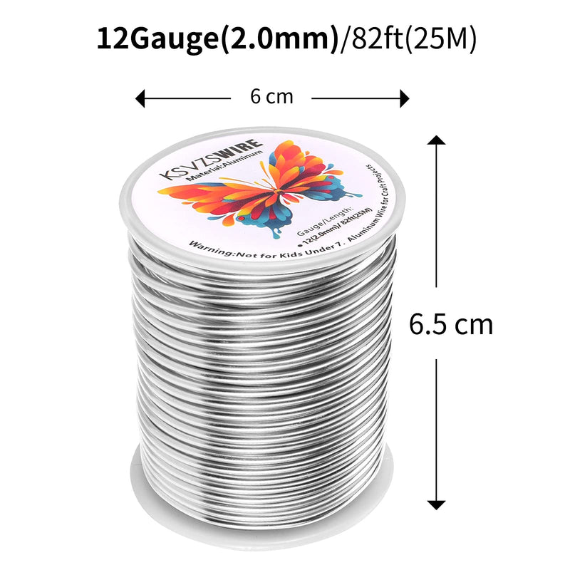12 Gauge(2.0mm) Aluminum Wire 82 Feet(25M) KSVZS Bendable Metal Wire for Crafts,Sculpting,Armature,Jewelry Making【3-in-1】+18Gauge(1.0mm) Wire 32.8Ft(10M)+1 Pliers(Silver)… 12Gauge 82 FT/25 M【3-IN-1】 - NewNest Australia