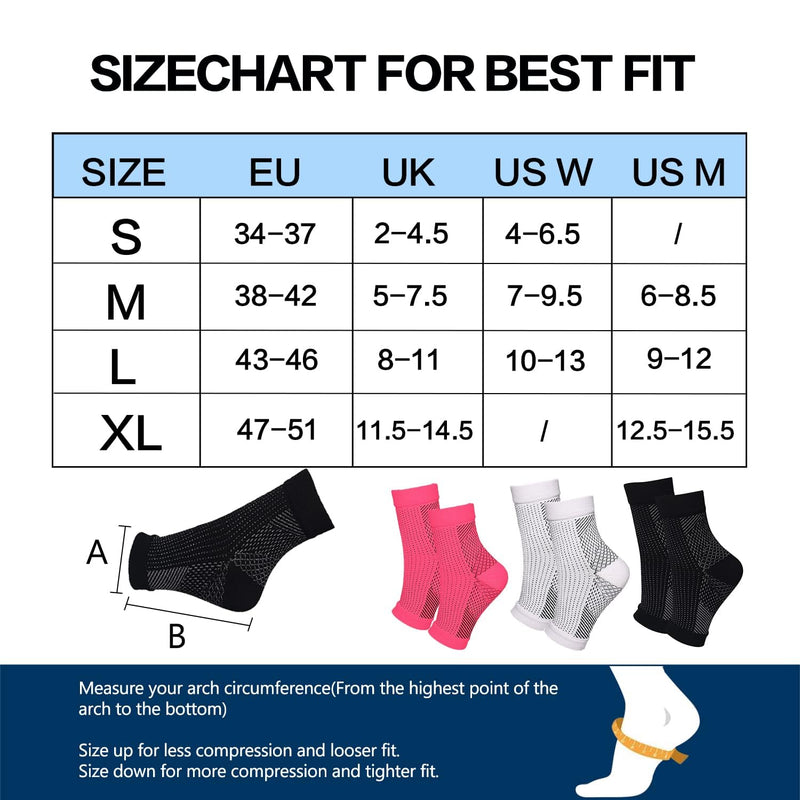 4 Pairs Neuropathy Socks Plantar Fasciitis Socks Compression Socks for Women & Men Ankle Support Brace for Sprained Ankle Breathable Anti-Slip Soothe Socks for Pain Relief M White - NewNest Australia