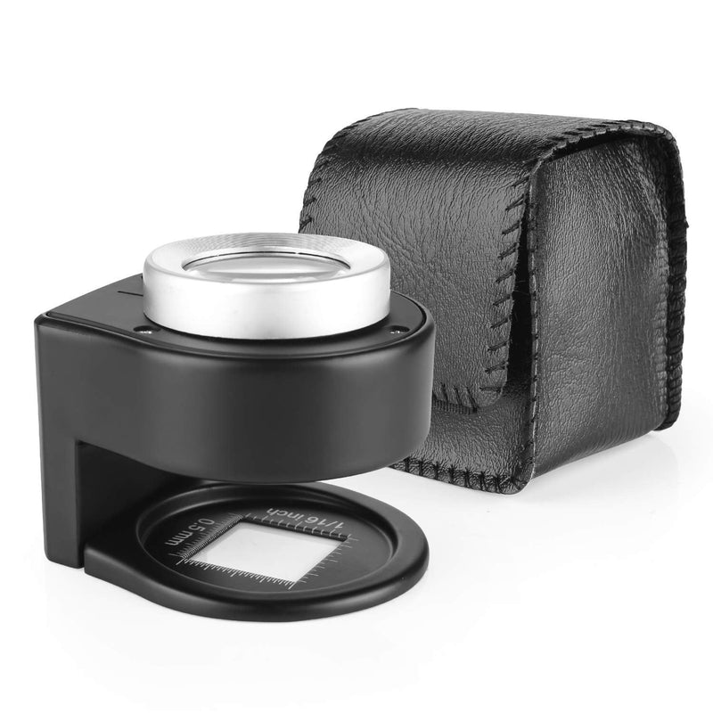 30X Loupe Magnifier with 6 Light,Desktop Portable Metal Magnifier Folding Scale Sewing Magnifing Glass for Textile Optical Jewelry Tool Coins Currency (Black) Black - NewNest Australia