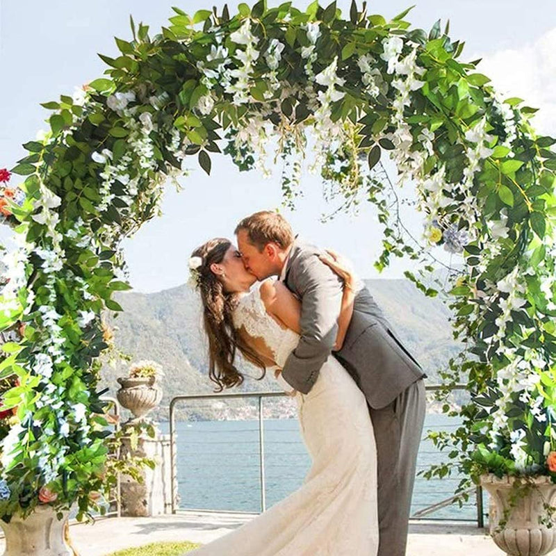 5pcs 33ft Artificial Wisteria Garland Wisteria Vine Artificial Hanging Flowers Plants Greenery Fake Leaf Garland for Wedding Kitchen Home Party Decor(Milk White) Milk White - NewNest Australia
