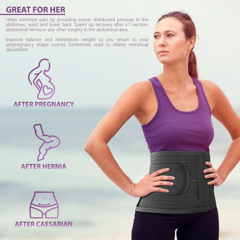ORTONYX Breathable 9.5" Abdominal Binder/Postpartum Postoperative Wrap/Abdomen Hernia Support Belt for Men and Women - XXL (42"-48") Black 2X-Large (42"-48") - NewNest Australia