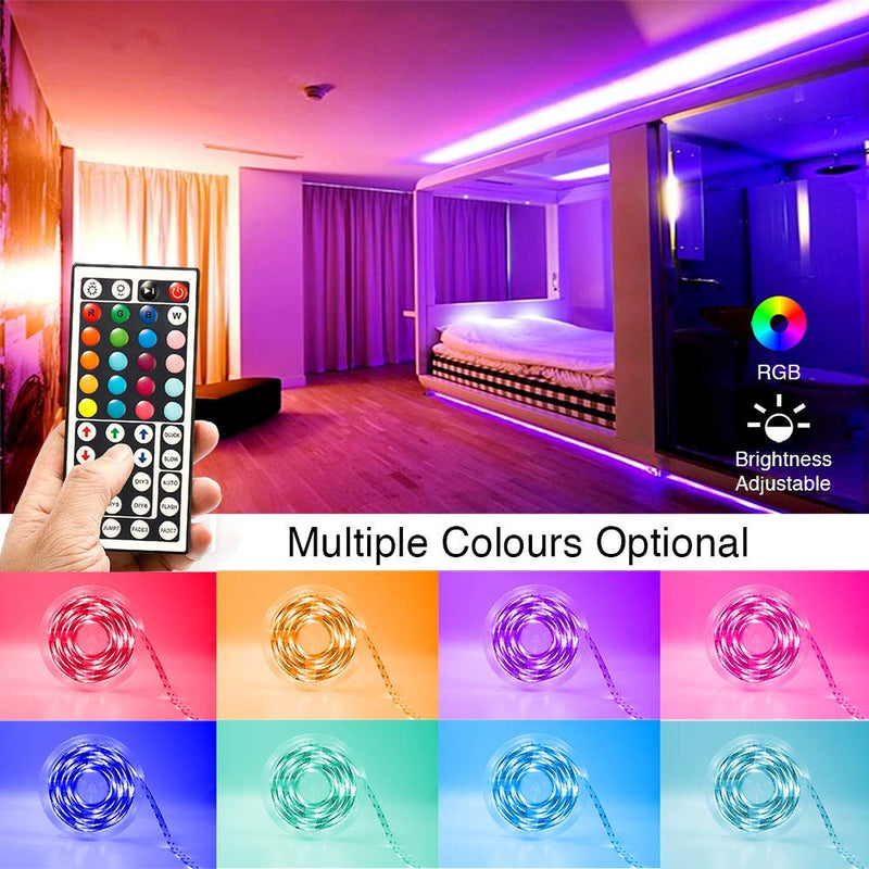 phopollo Led Strip Lights Color Changing 16.4ft Flexible 5050 RGB Led Lights Kit with Power Supply and 44 Keys Remote - NewNest Australia