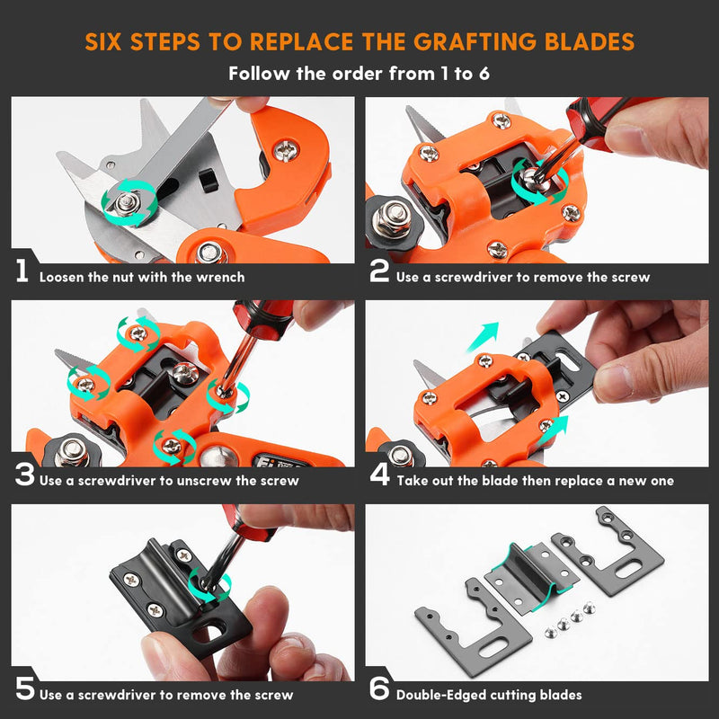 FUJIWARA Garden Grafting Tool, Multifunctional Pruning Kit, U-Graft/V-Graft/?-Graft Seedling for Fruit Tree Branch Grafting Set, Including Graft Tapes, Replacement Blades, Fixing Clip, Yellow - NewNest Australia