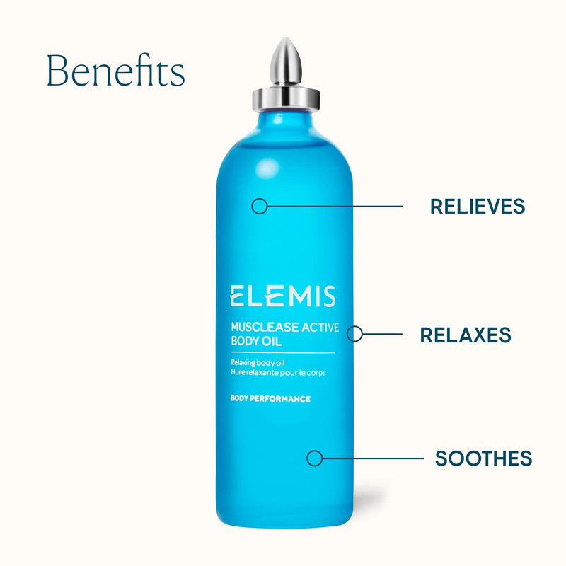 ELEMIS Musclease Active Body Oil, Relaxing Body Oil Infused with a Powerful Blend of Extracts to Relieve, Recharge and Soothe, Calming Lotion with Uplifting Fragrance for Soft, Supple Skin, 100ml - NewNest Australia