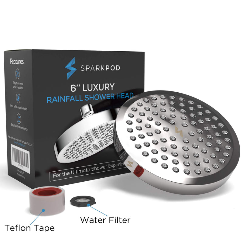 SparkPod Shower Head - High Pressure Rain - Luxury Modern Chrome Look - Easy Tool Free Installation - The Perfect Adjustable Replacement For Your Bathroom Shower Heads - NewNest Australia