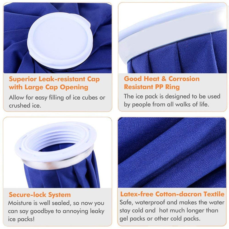 Ice Cold Pack Ohuhu 9" Reusable Ice Bag Hot Water Bag for Injuries, Hot & Cold Therapy and Pain Relief, No-Leak Waterproof Ice Bag, Blue 1 Count (Pack of 1) - NewNest Australia