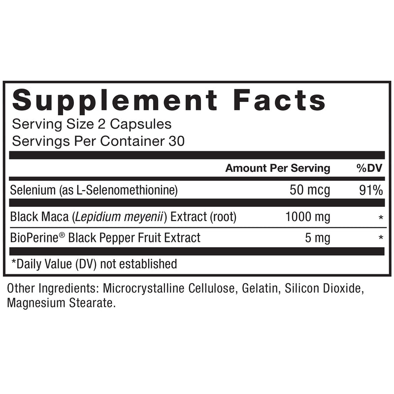 Black Maca Root Vitality Supplement for Men with Superior Absorption and Power, Natural Maca Negra Extract, Fundamentals Series, 1000mg, Force Factor, 120 Capsules (2-Pack) 60 Count (Pack of 2) - NewNest Australia