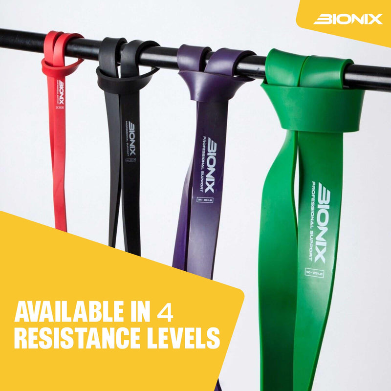 Bionix Pull Up Assistance Bands - Thick, Heavy & Long Latex Exercise Resistance Training Loop Band Set Chin Up Assist, Stretching, Workout, Powerlifting, Yoga Pilates, Legs Glutes Black - 25lb - NewNest Australia