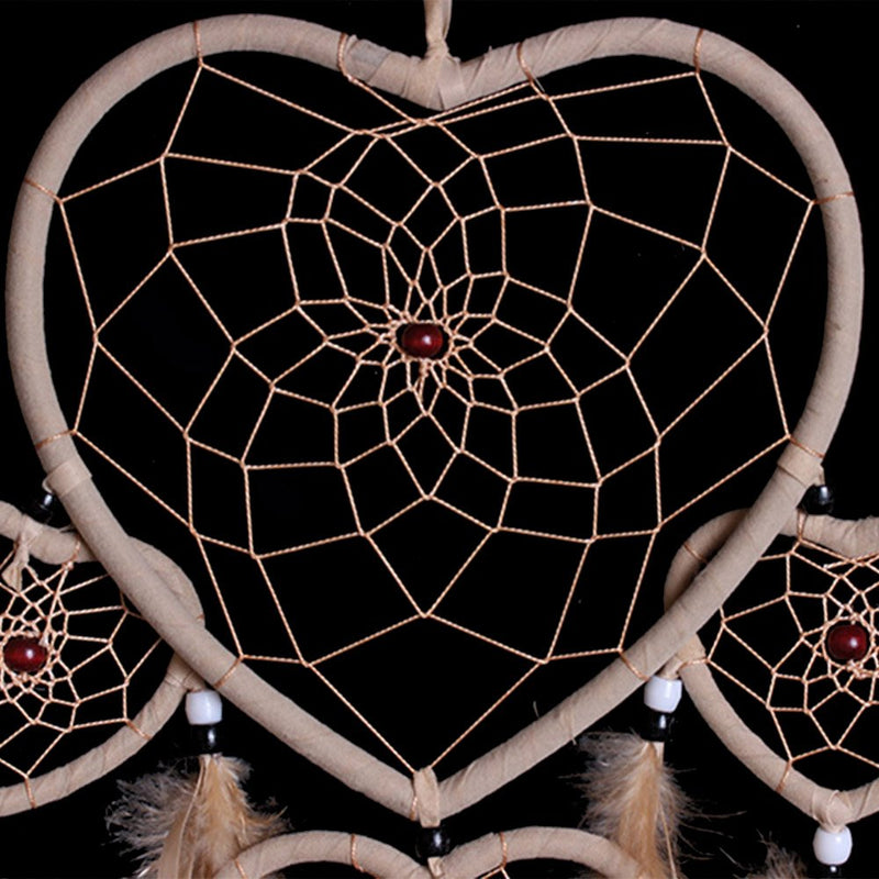 NewNest Australia - WESTONETEK Large Handmade Dream Catcher Traditional Dreamcatcher Feather Wall Hanging Decoration Ornaments Five Hearts Beige 