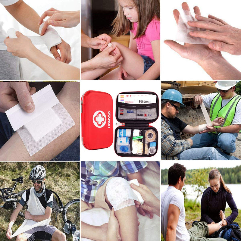 Honyao First Aid Kit, 200 Piece Compact Medical Survival Kit/Box With Lightweight Hard Case For The Car, Motorcycle, Home, Workplace, Outdoors, Camping, Hiking, Emergencies - NewNest Australia