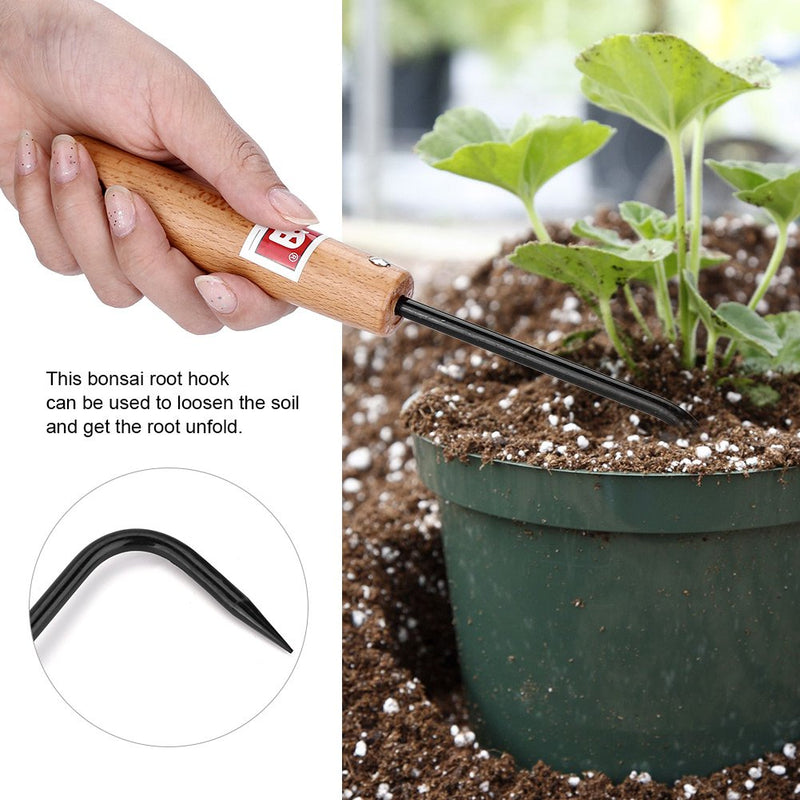 GLOGLOW Bonsai Tool Root Pick Rake Gardening Steel Hook with Ergonomic Wooden Handle - NewNest Australia