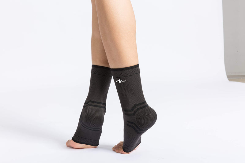 ABIRAM Foot Sleeve (Pair) with Compression Wrap, Ankle Brace For Arch, Ankle Support, Football, Basketball, Volleyball, Running, For Sprained Foot, Tendonitis, Plantar Fasciitis Black Medium - NewNest Australia