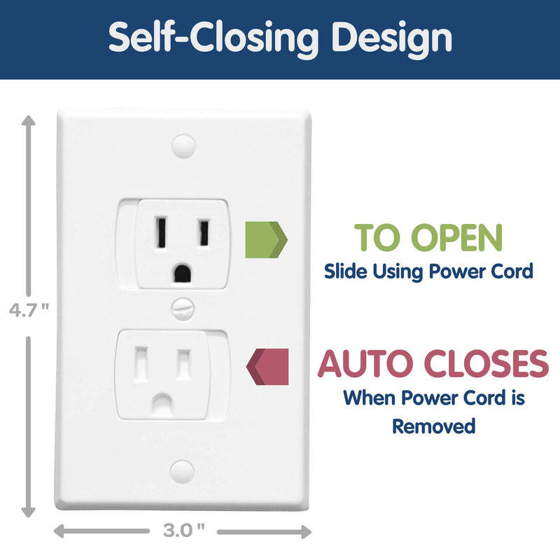 Wittle Self Closing Outlet Covers (6 White) Plus 12 Clear Plug Cover Outlet Protectors - Baby Proofing Outlets with Electrical Child Safety Kit - NewNest Australia